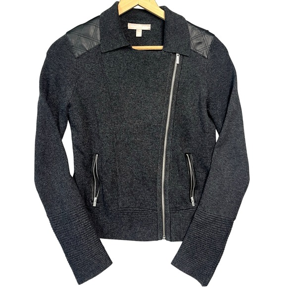 J. Crew Jackets & Blazers - J Crew Merino Wool Blend Knit Motorcycle Moto Jacket Full Zip Asymmetric L